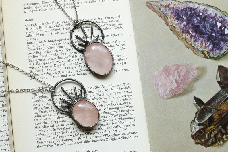 Rose quartz necklace nickel/&lead free chain