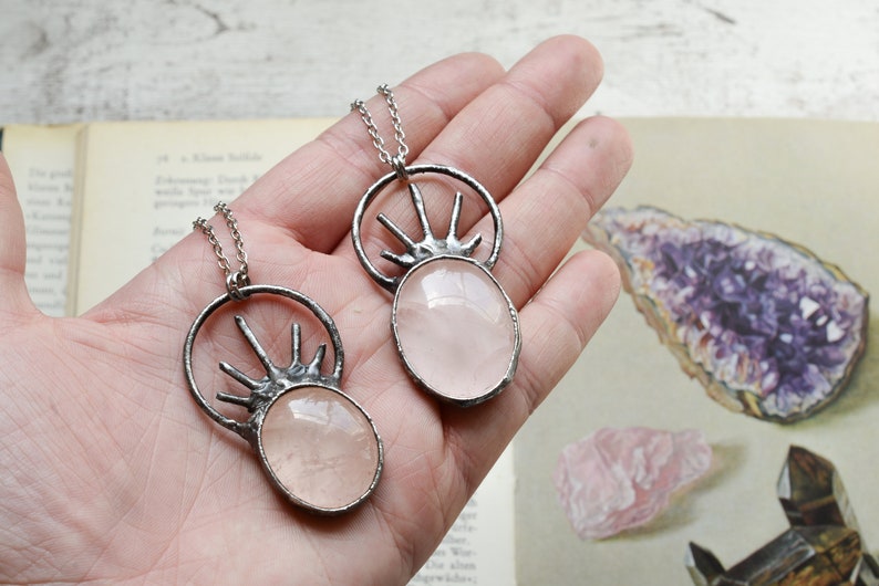 Rose quartz necklace nickel/&lead free chain