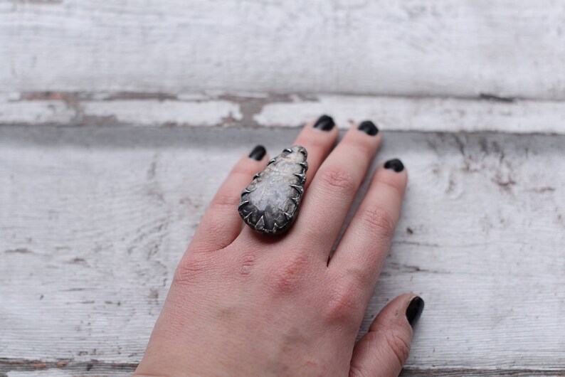 56mm-61mm Big crazy lace agate ring adjustable in size 7,6-9,5 US