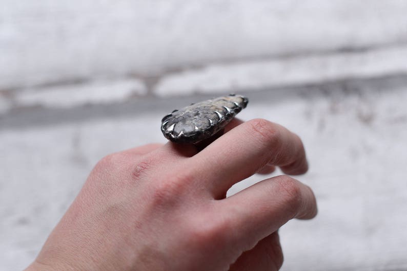 56mm-61mm Big crazy lace agate ring adjustable in size 7,6-9,5 US