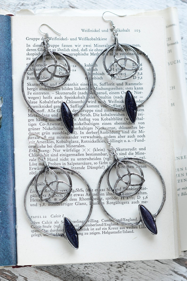 gift for her Triquetra witch jewelry ooak earrings unique gifts crystal earrings Handmade sandstone earrings with trinity knots