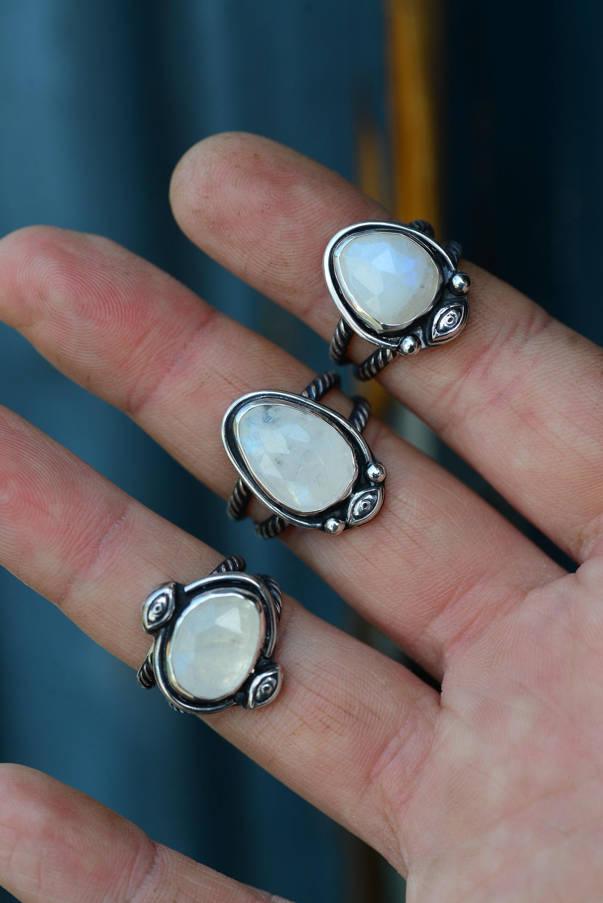Handmade moonstone ring in 6.5 US 53mm sterling silver 925 Etsy