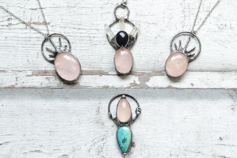 Rose quartz necklace nickel/&lead free chain