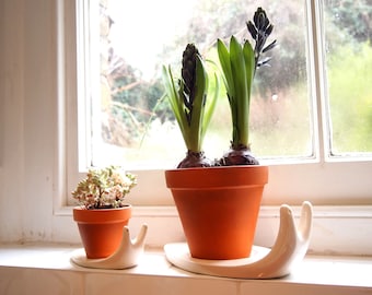Pots for Succulent and Little Snake Plants Set of 2 4.5 Inch Indoor Ceramic Planters with Connected Saucer Wencassy Plant Pots Matte Black