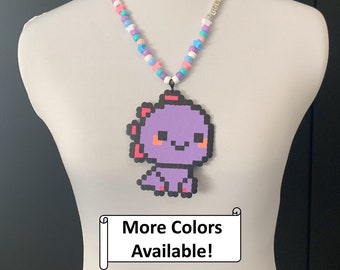 Cute Chibi Dinosaur Kandi/Perler with ring and clasp attached