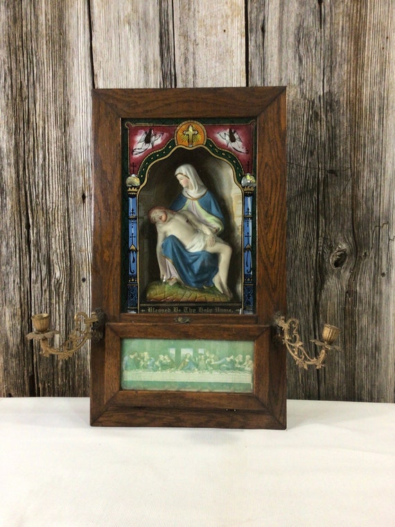 Vintage Catholic Shadow Box Style Viaticum With Candles Etsy