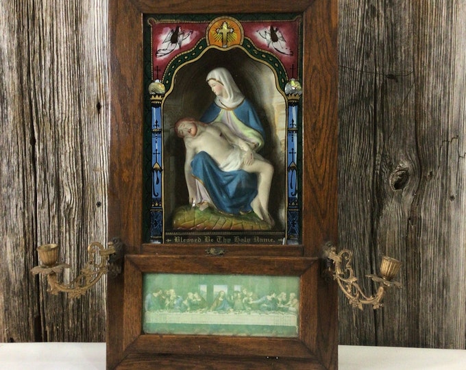 Vintage Catholic Shadow Box Style Viaticum With Candles Etsy