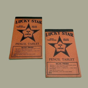 2 unused vintage LUCKY STAR pencil tablets