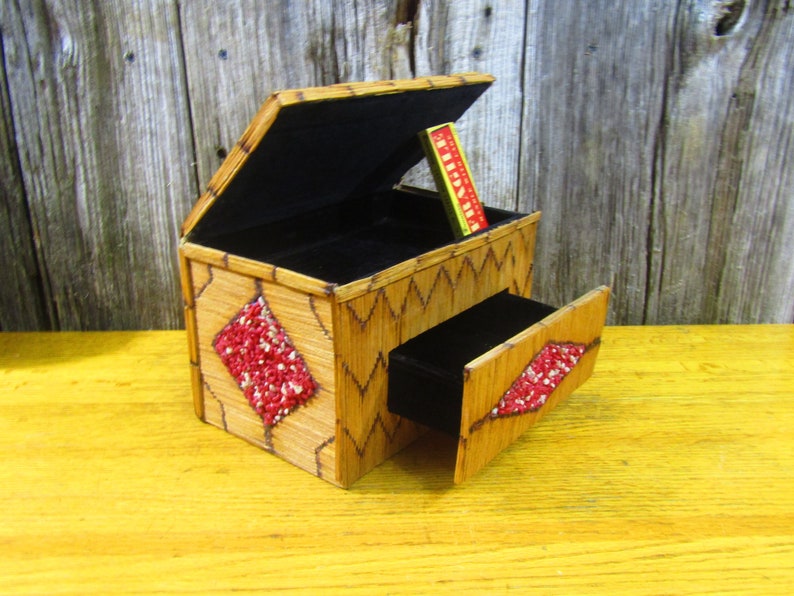 Vintage burnt match jewelry box