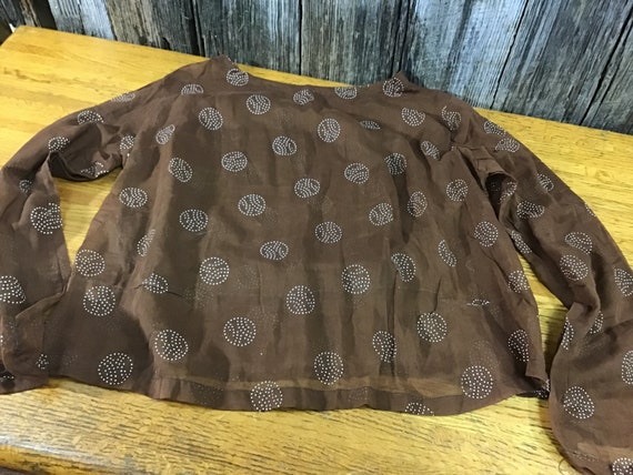 Vintage sheer brown cotton pull over blouse - image 1