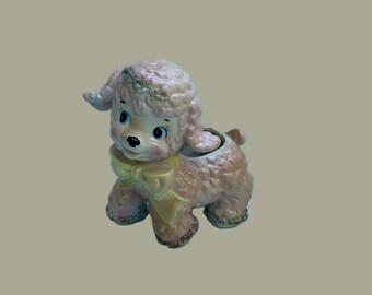 1950s large pink spaghetti poodle planter