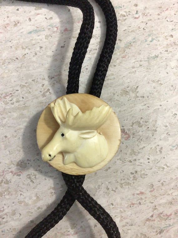 Vintage Alaskan moose head bolo tie