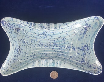 Vintage speckle glaze blue Lipper & Mann ashtray