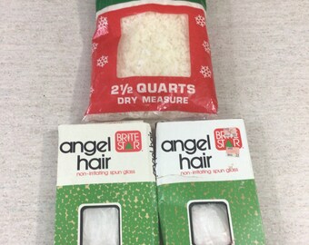 Small lot retro Christmas angel hair and plastic snow