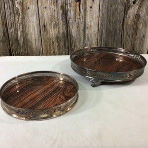 Pair mid century Sheffield Formica round trays
