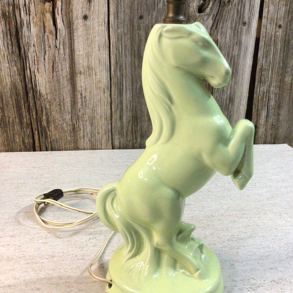 PROJECT lamp mid century mint green ceramic horse