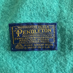 Vintage Pendleton solid turquoise wool blanket 68 by 86