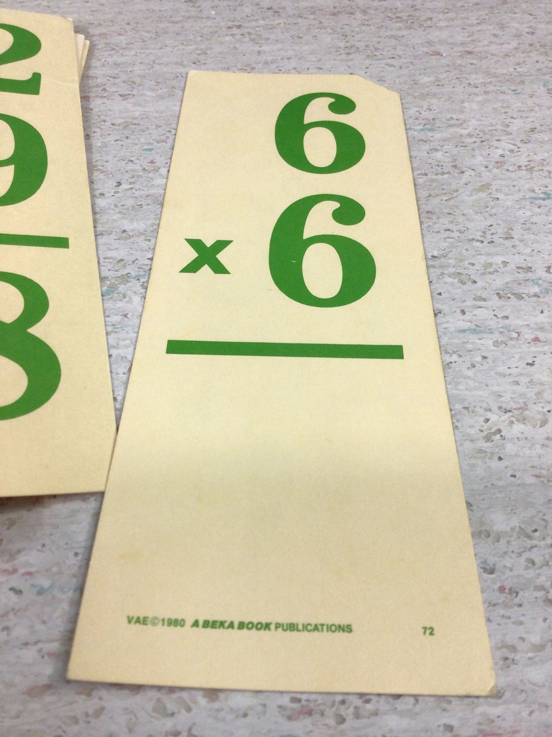 Stack of Vintage Math Flash Cards in Green Etsy