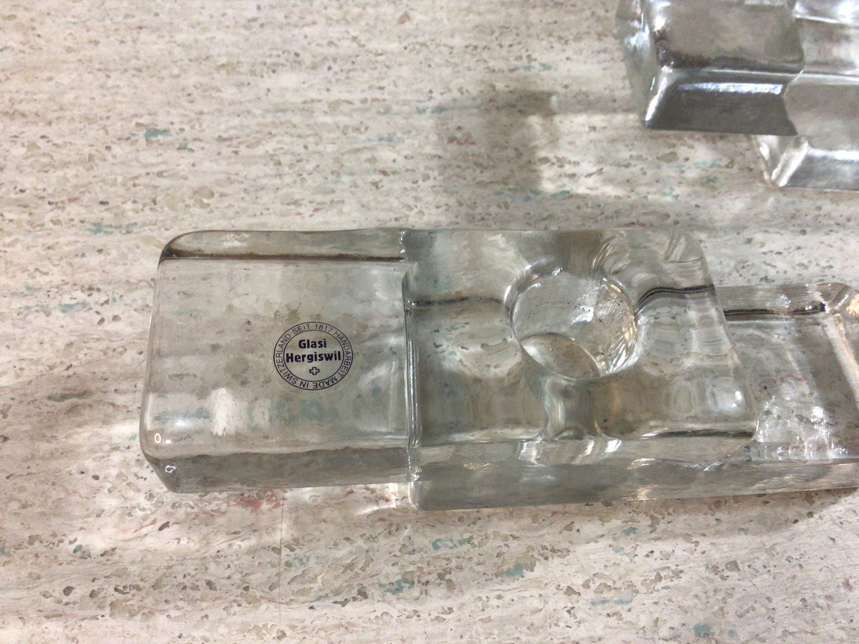 スイス製 Glasi Hergiswil アイスキューブ キャンドルホルダー 3 個