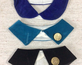 3 NOS velvet child's detachable collars