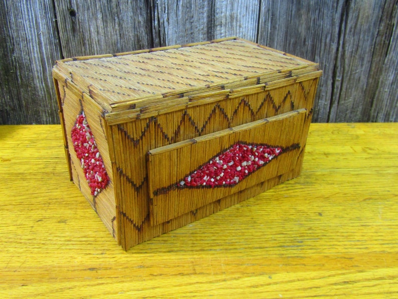 Vintage burnt match jewelry box