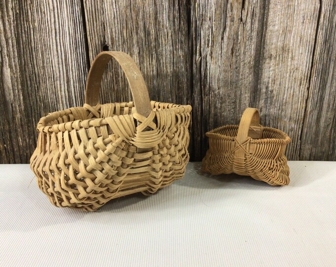 2 Small Hand Made Egg Baskets Etsy