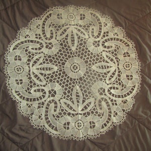 Beautiful handmade bobbin lace round tablecloth