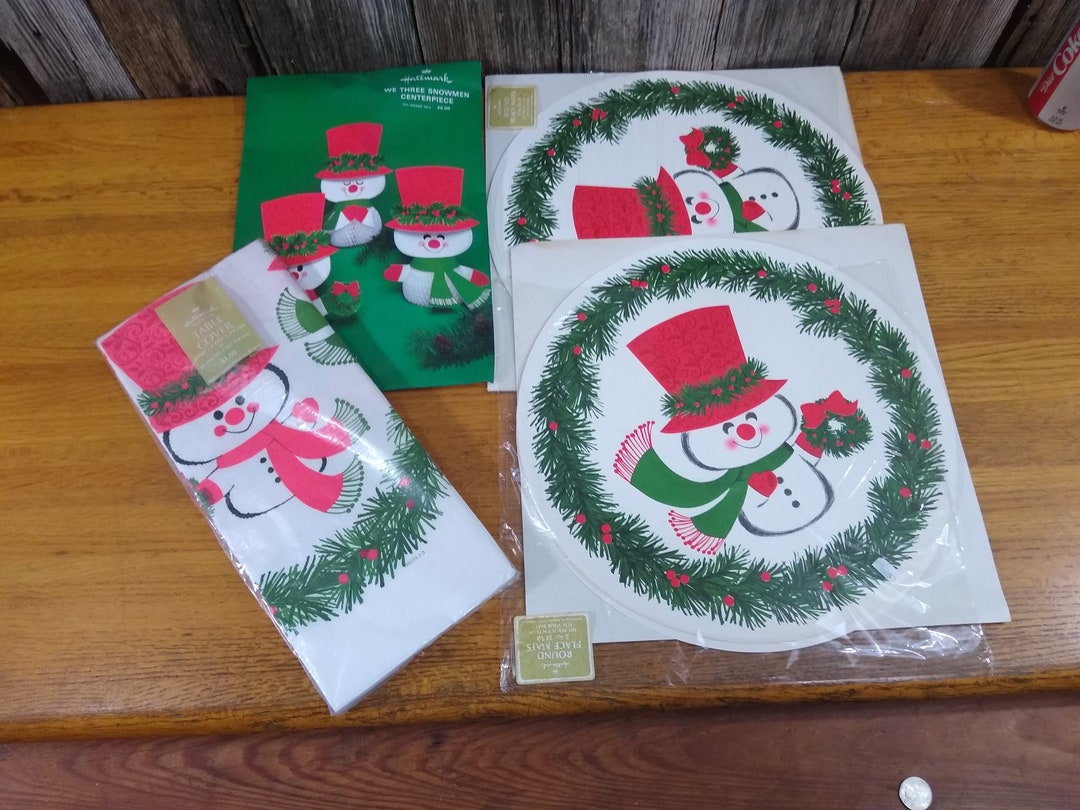 4 Matched Vintage Hallmark Christmas Table Decorations SNOWMAN Etsy