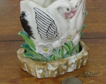 Vintage ceramic swan planter Japan made