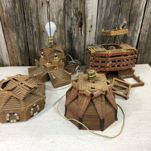PROJECT ALERT lot of various popsicle stick lamps