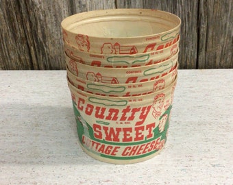NOS 5 Country Sweet Cottage Cheese waxed containers