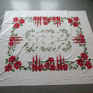 Vintage Christmas table cloth 58 by 69 inches great clean condition