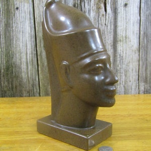 Mid century Hyalyn Egyptian ceramic bust in brown