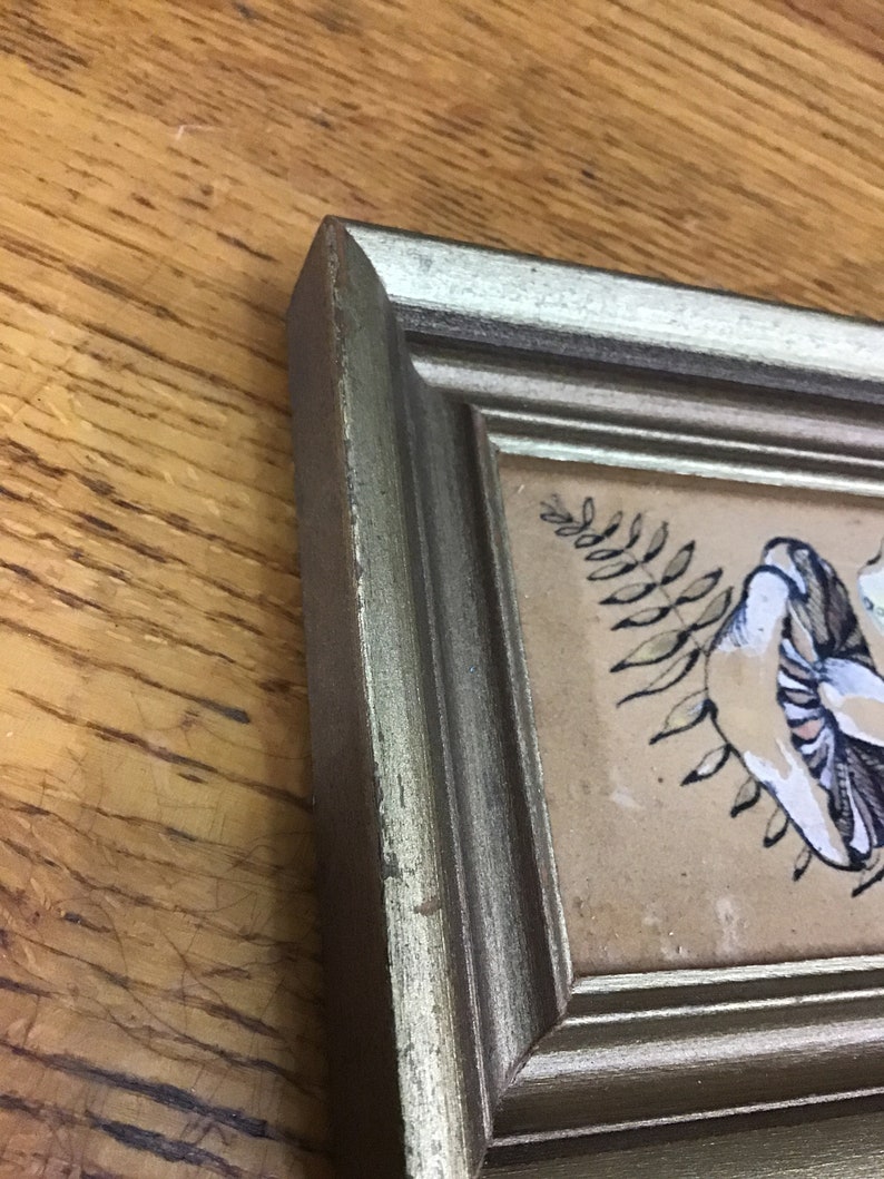 2 vintage miniature mushroom paintings
