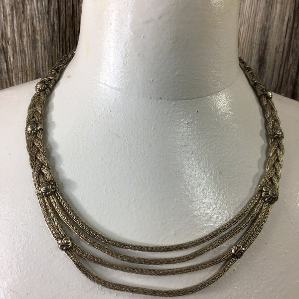 Very nice braided metal Kathmandu Valley Nepal necklace