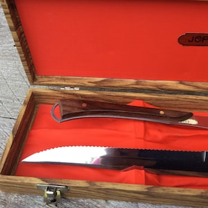 Mid century boxed knife and fork serving set made in Japan