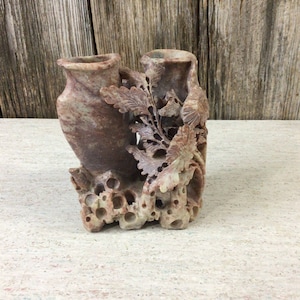 Carved soapstone double vase