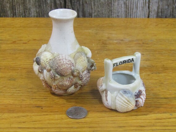 Vintage Arrib Souvenir Vase Decorated With Seashells Plus Etsy