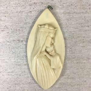 Vintage bas relief wax casting Madonna and Child