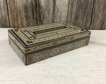 Moorish style inlaid wood box TISSUE cover