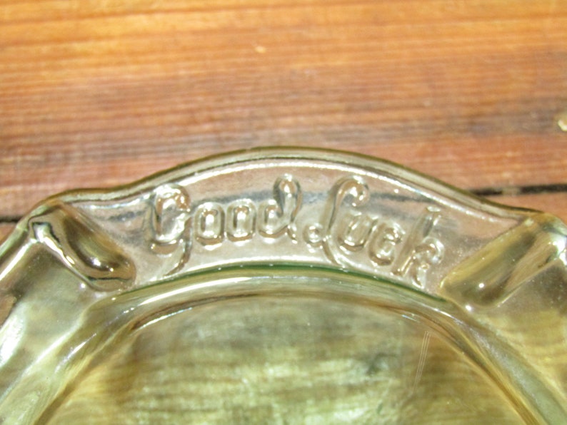 4 Green Glass Good Luck Horseshoe Ashtrays Etsy