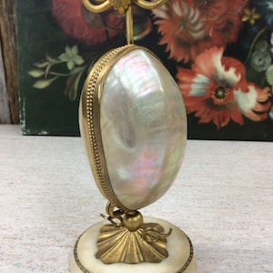 Second Empire style French opening seashell perfume caddy