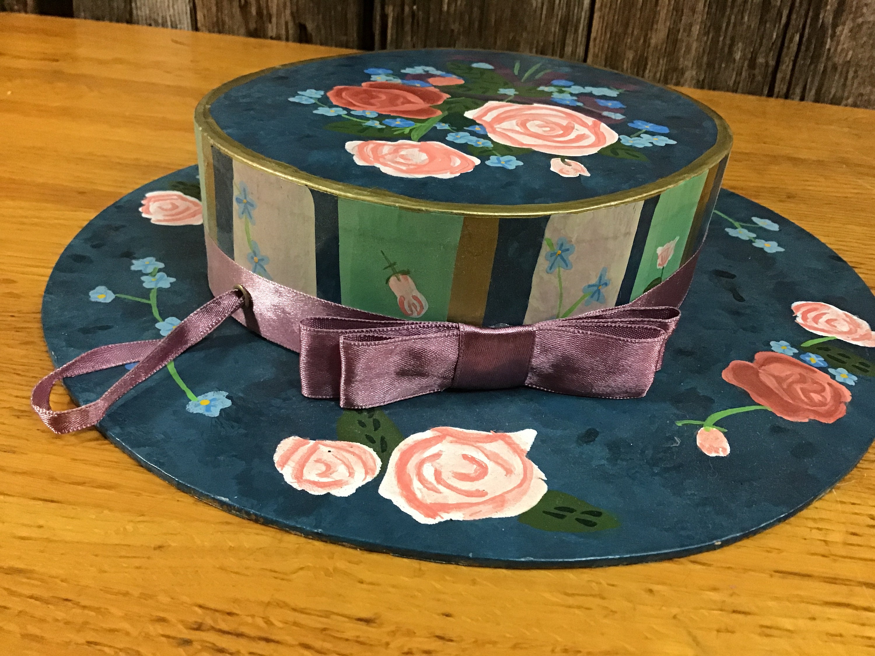Hand painted cardboard hat shaped gift box Etsy