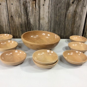 Vintage 9 piece wood bowl set Japan made