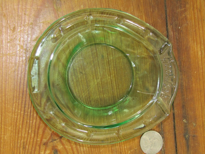 4 Green Glass Good Luck Horseshoe Ashtrays Etsy