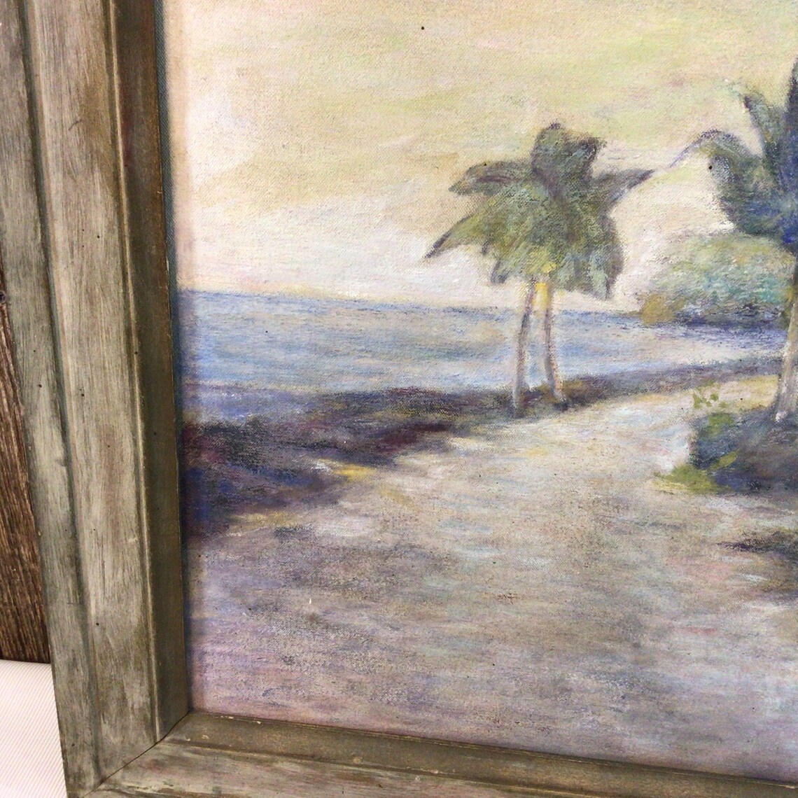 Vintage Original Oil Painting Beach Scene With Palm Trees - Etsy