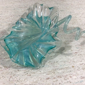 Vintage glass flower with curly stem