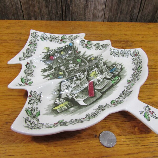 Johnson Bros Merry Christmas 3 section tree serving tray