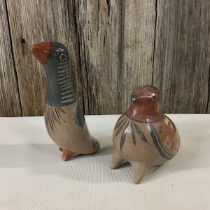 Pair vintage Tonala Mexican birds