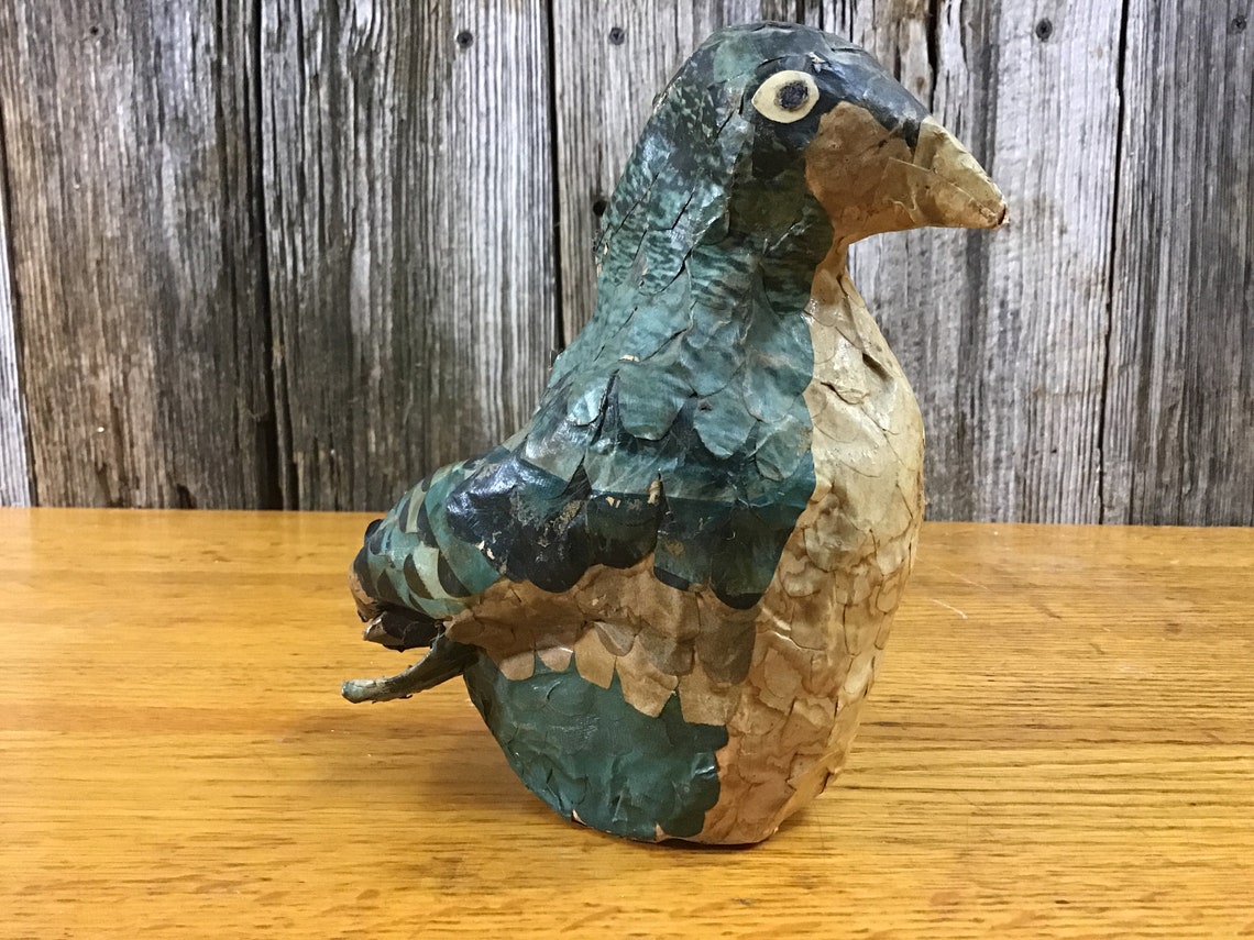 Vintage Papier Mache Bird Figurine Etsy Sweden